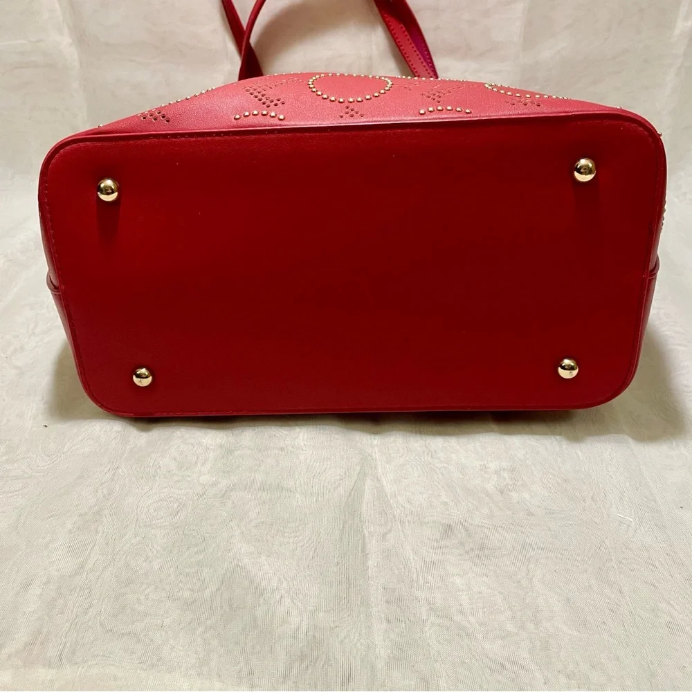 Nicole Lee NL Laser Cut Monogram Shopper with Studding, NWT and Dustbag